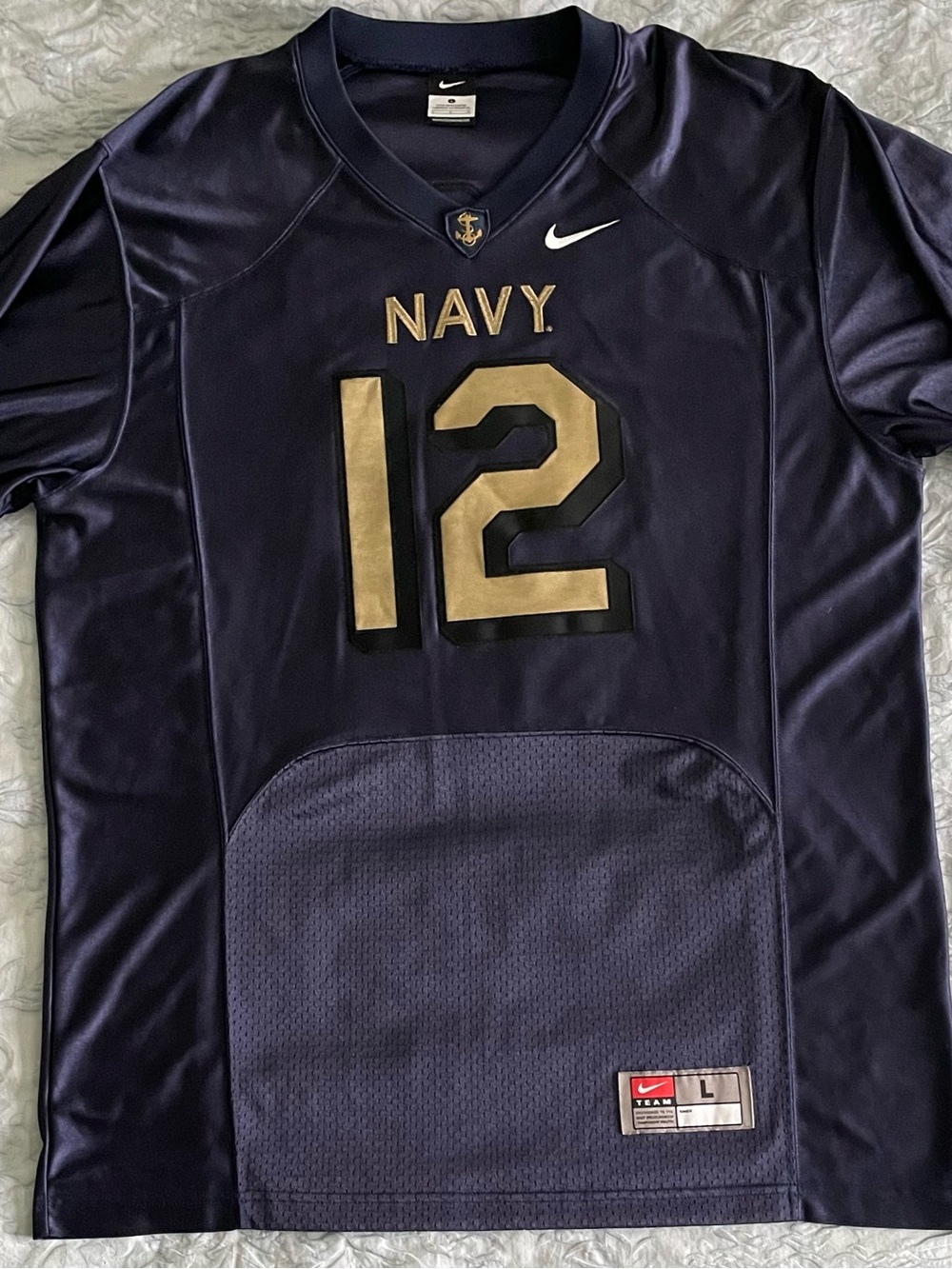 Nike Navy Midshipmen Football Jersey Men’s L #12 Pro Combat Stitched NCAA - Picture 3 of 11